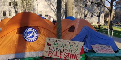 Tents at the student protesters' encampment at Harvard University against Israel's role in Palestine. Photo: By arrangement.