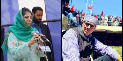 Mehbooba Mufti and Omar Abdullah campaigning. Photos: X/@MehboobaMufti/@tanvirsadiq