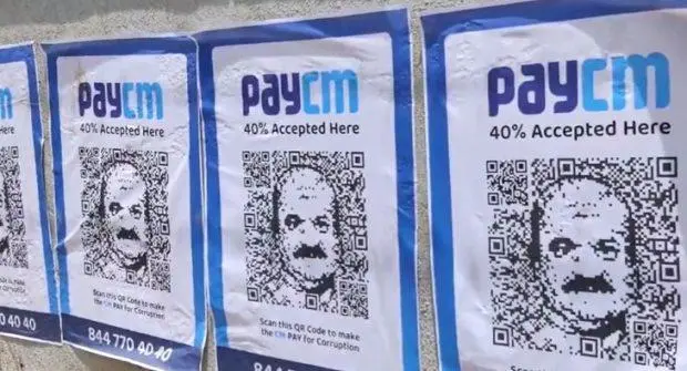 Congress puts up 'PayCM' posters at BJP's party office near Bengaluru | udayavani