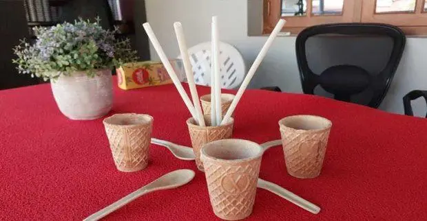 Edible tea cups, spoons, and straws: Kudla youth's invention good enough to eat | udayavani